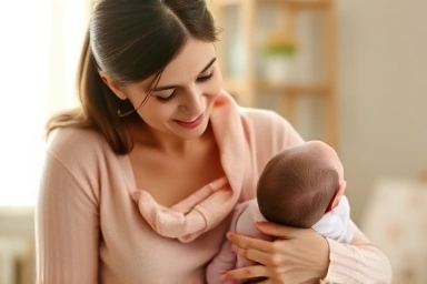 Mother and baby, financial peace of mind, new family security.