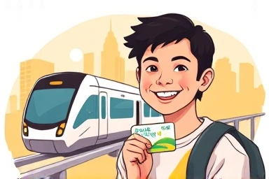 Young person saving money on public transport with K-pass.