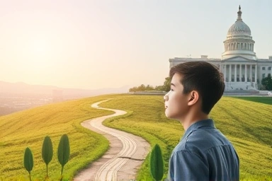 Young person planning financial future after maturity