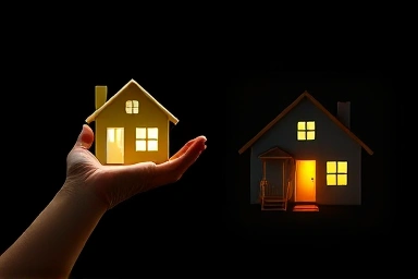 Symbolic image of improving housing conditions and upward mobility.