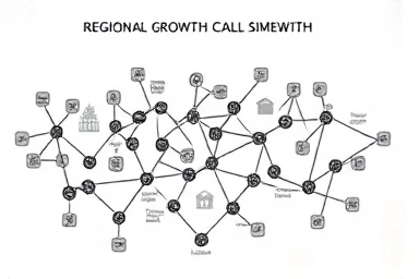 Abstract network symbolizing regional economic growth and local creators.