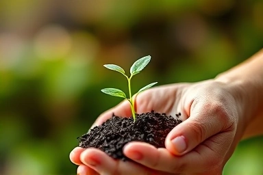 Seedling growing from money, symbolizing business growth and funding.