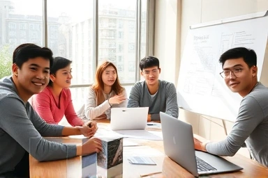 젊은 청년 창업가들이 사업 계획을 논의하는 모습