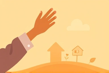 Supportive hand lifting a person towards opportunities.