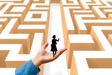 Symbolic representation of guided support and clear direction in career path.