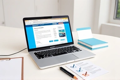 Organized desk for online unemployment benefit application