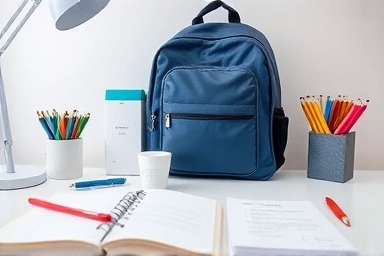 입학 준비물: 스마트 문구와 상품권이 놓인 책상