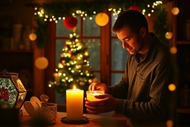 Cozy Christmas workshop date with a couple crafting.