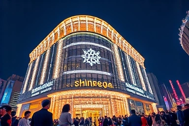 Myeongdong Shinsegae Christmas lights display at night