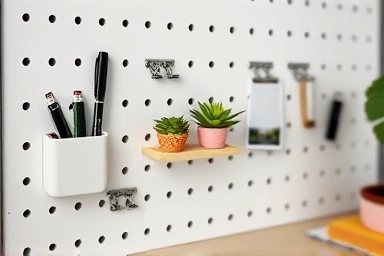 책상 위 타공판 활용 수납 액세서리 디테일 컷