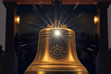 Symbolic image of Bosingak Bell striking, radiating hope