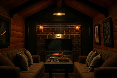 Intimate private barbecue room for cozy dining.