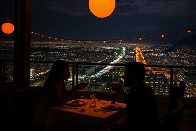 Romantic dinner with city view on New Year's Eve