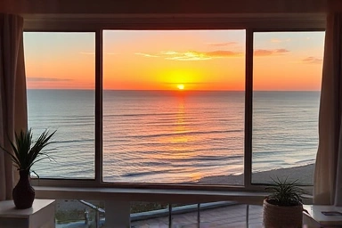 Ocean view pension room with sunset view