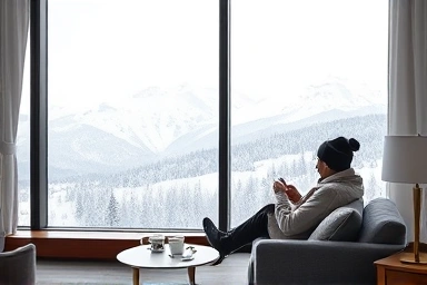 Pyeongchang mountain view resort winter snow landscape