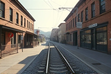 Nostalgic vintage street in Gunsan with old buildings.