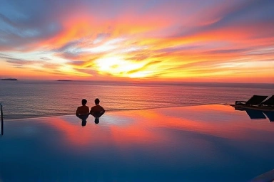 Serene Busan hotel infinity pool at sunset