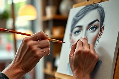 Hands sketching portraits, symbolizing connection and creativity.