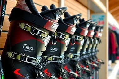 High-quality ski equipment at rental shop