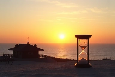 Sunrise at Jeongdongjin, East Sea, train station, hourglass