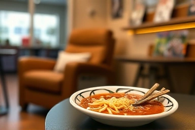 Delicious food and drinks at a comic book cafe for relaxation