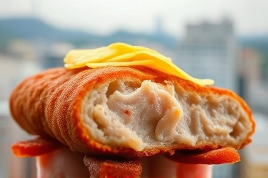 Close-up of cheesy pork cutlet, representing Namsan date food