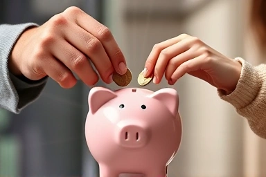 Couple saving money together for shared future