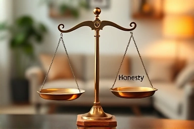 Balanced scale representing honesty and kindness in relationships.