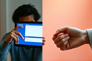 Cautious online search leading to a genuine connection.