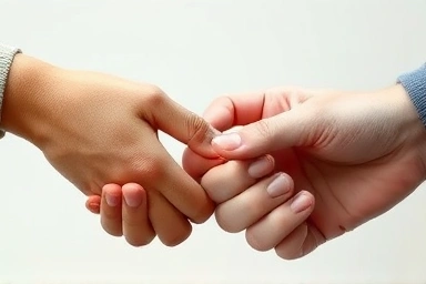 Subtle pressure between two hands, symbolizing manipulation.