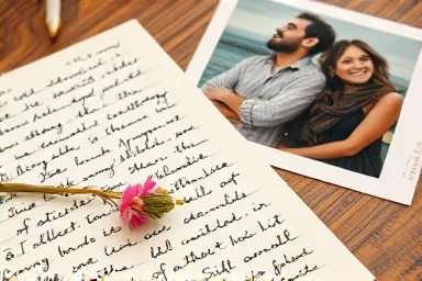 Handwritten letter and film photo, symbolizing authentic connection.