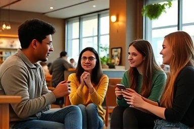 Young adults connecting deeply in a cafe, symbolizing Gen Z relationship quality.