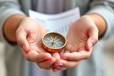 Hands holding compass and blueprint, symbolizing relationship planning
