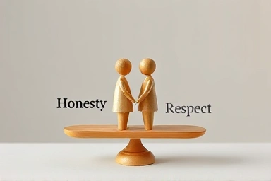 Symbolic balance of honesty and respect in a healthy relationship.