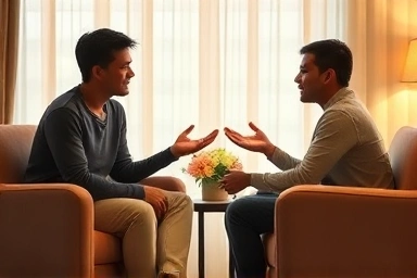 Deep conversation between two people building trust and understanding.