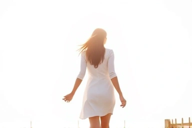 Woman walking towards future, personal growth, confidence, new beginnings.