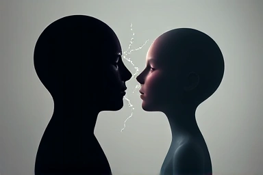 Symbolic representation of a relationship damaged by dismissive communication.