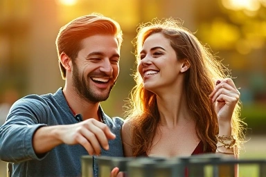 Happy couple enjoying a unique date activity together