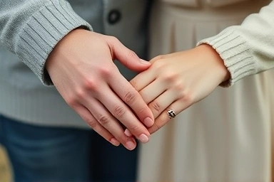 Couple's hands holding map or craft, symbolizing shared experience
