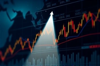Financial market graph showing rising risk spike