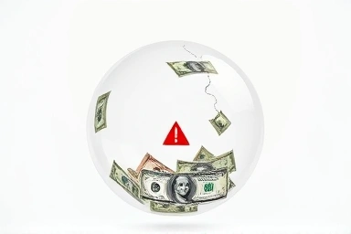Abstract visualization of an economic bubble showing cracks and warning signals