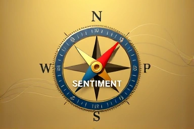 Stylized compass pointing to 'Consumer Sentiment', symbolizing economic direction.