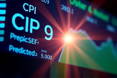 Digital display of economic indicators, low CPI reading