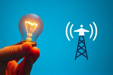 Lightbulb and signal wave symbolizing essential utility and telecom services.