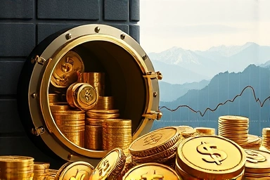 Secure vault with gold coins, representing asset protection.