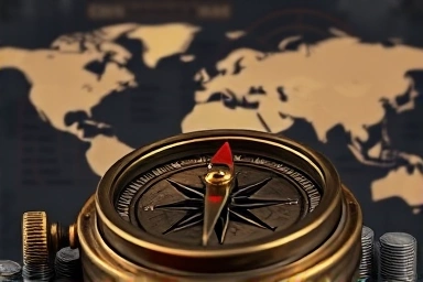Compass symbolizing global economic navigation