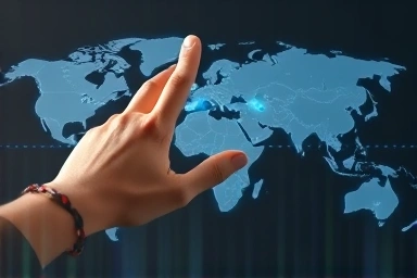 Holographic global economy projection with dollar symbol