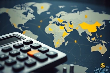 Global currency symbols and calculator representing financial complexity