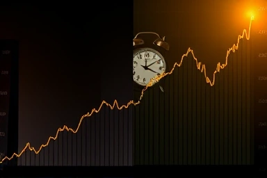 Contrasting stock market trends: uncertainty vs. growth driven by interest rates.