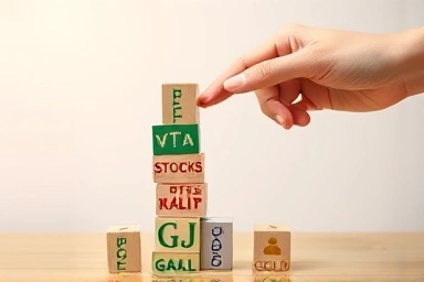 Diverse asset blocks forming a stable growth tower.